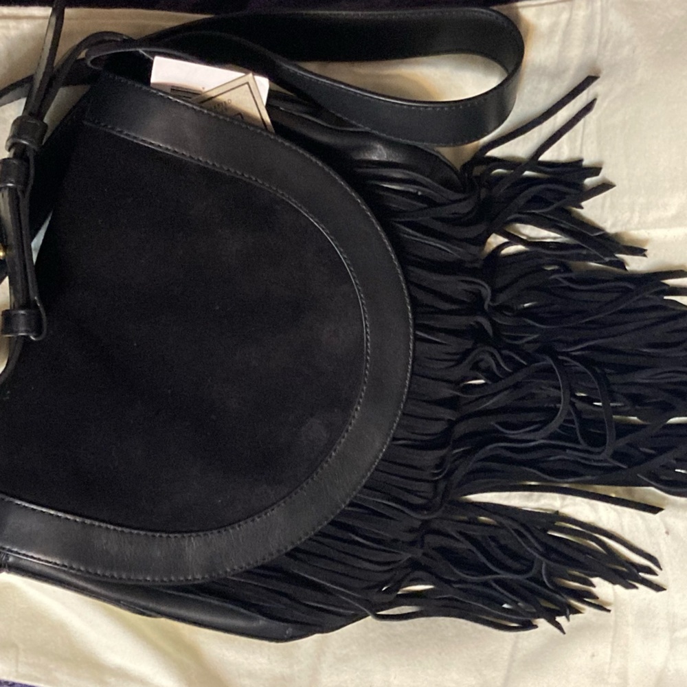 Frye Black Crossbody Bag with Fringe Detailing “RAY” nwt! - Picture 3 of 9